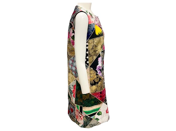 Dolce & Gabbana Gold Multi Metallic Jacquard Patchwork Cocktailkleid Metallisch - Ansicht 2