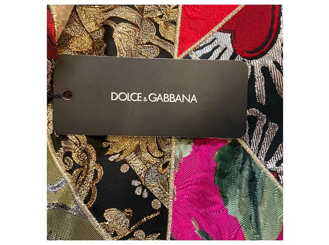 Dolce & Gabbana Gold Multi Metallic Jacquard Patchwork Cocktailkleid Metallisch - Ansicht 6