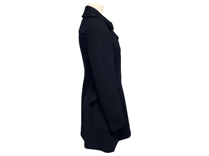 Prada Navy Blue Structured Wool Coat - view 2