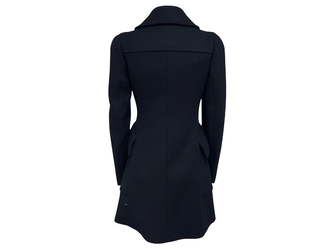 Prada Navy Blue Structured Wool Coat - view 3