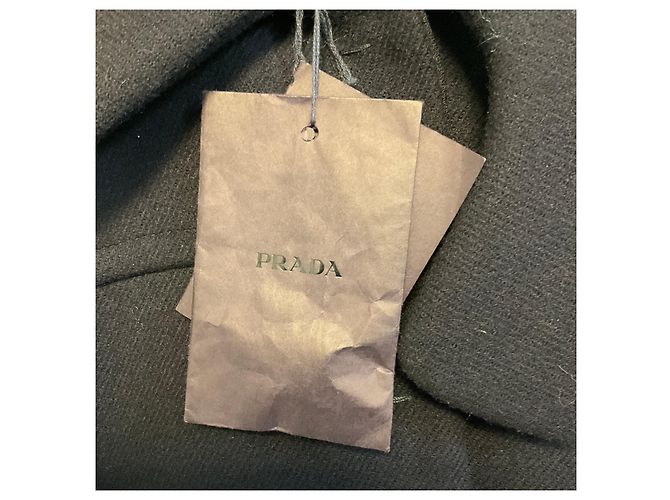 Prada Navy Blue Structured Wool Coat - view 5