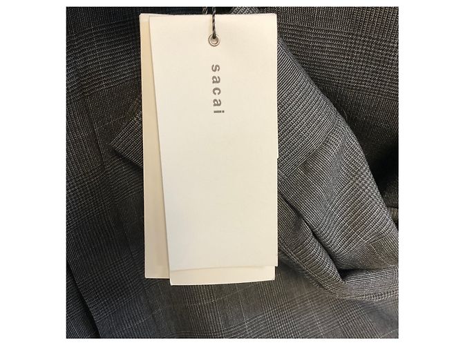 Camisa plisada a cuadros gris carbón Sacai - vista 5