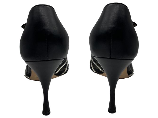 Sandali Dolce & Gabbana in pelle e mesh con cristalli neri Nero - vista 5