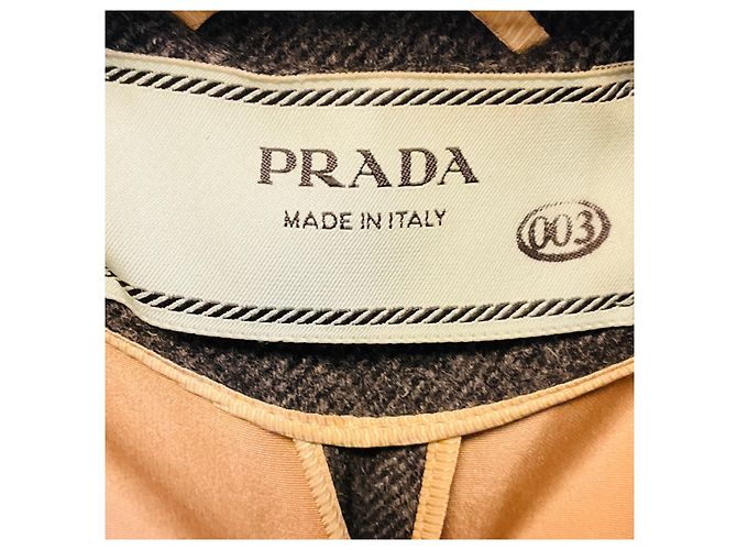 Prada Wollmantel anthrazitgrau / schwarz mit Perlenverzierung - Ansicht 4