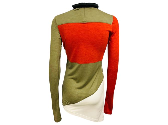 Phoebe Philo Tubular Block Strickpullover Olive Green / Orange / Ivory Mehrfarben - Ansicht 3