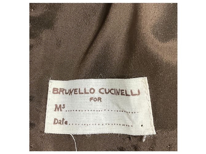 Giacca blazer in cotone a spina di pesce beige / marrone Brunello Cucinelli - vista 4