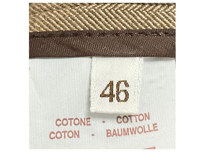 Giacca blazer in cotone a spina di pesce beige / marrone Brunello Cucinelli - vista 5