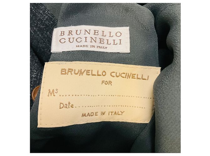 Brunello Cucinelli zweireihiger Wollblazer in Anthrazitgrau mit Monili - Ansicht 4