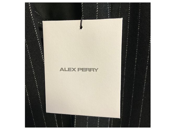 Autre Marque Camicia con cravatta in lana a righe gessate nere Alex Perry Nero - vista 6