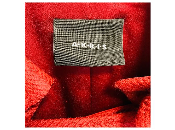 Akris Red Zip Front Silk Lined Wool Tweed Jacket - view 4