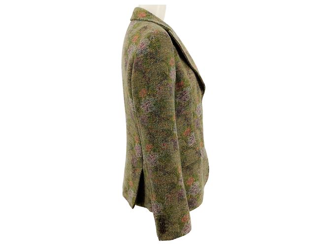 Etro Olive Floral Wool Tweed Jacke Grün - Ansicht 2