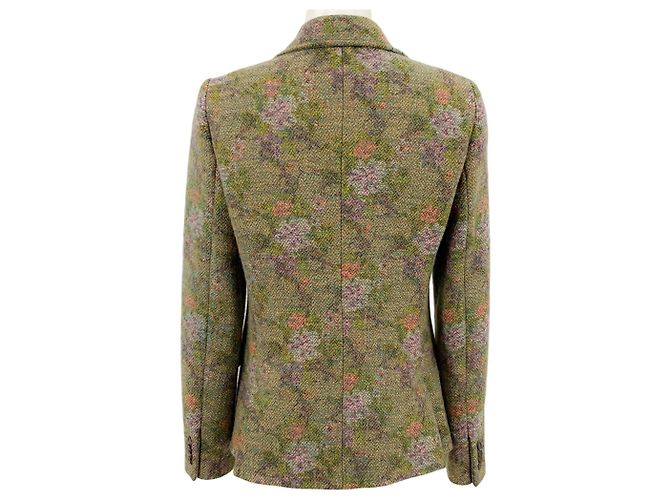 Etro Olive Floral Wool Tweed Jacke Grün - Ansicht 3
