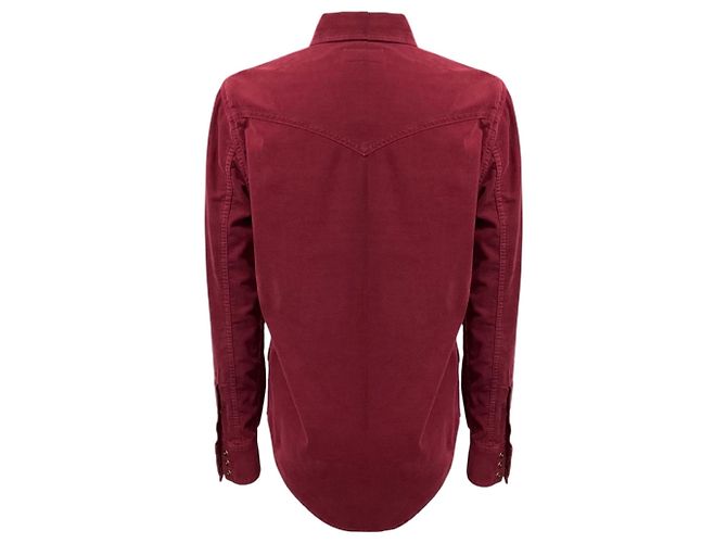Camisa Western de pana de algodón borgoña Saint Laurent Burdeos - vista 3