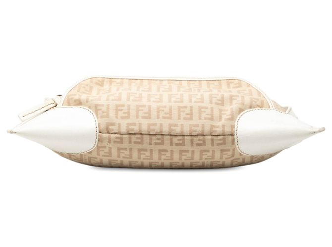 Borsa a tracolla Fendi Zucchino Canvas White con tasca chef Bianco - vista 3