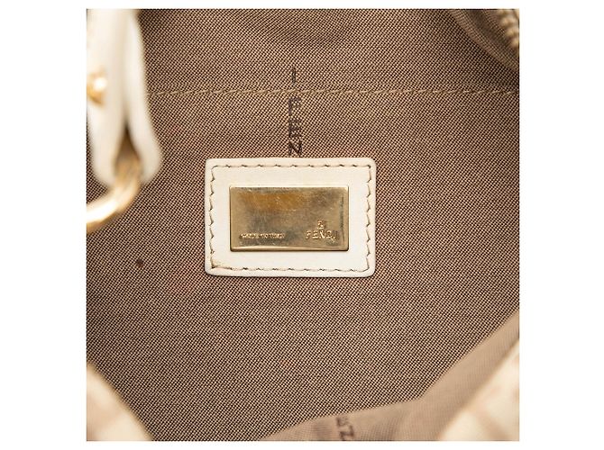 Borsa a tracolla Fendi Zucchino Canvas White con tasca chef Bianco - vista 5