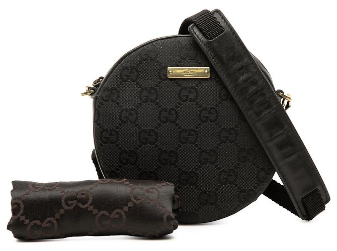 Borsa a tracolla rotonda Gucci GG Canvas nera Nero - vista 7