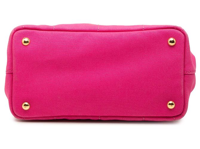 Borsa Tote Satchel Prada Small Canvas Canapa Logo Rosa - vista 3