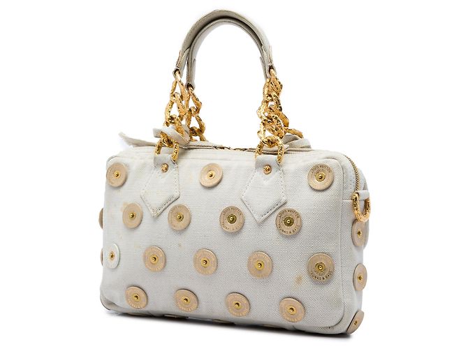 Borsa Louis Vuitton Panama Tinkerbell a pois bianca Bianco - vista 2