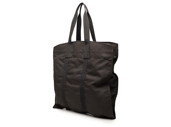 Hermès Herline Kleidertasche aus grauem Canvas - Ansicht 2