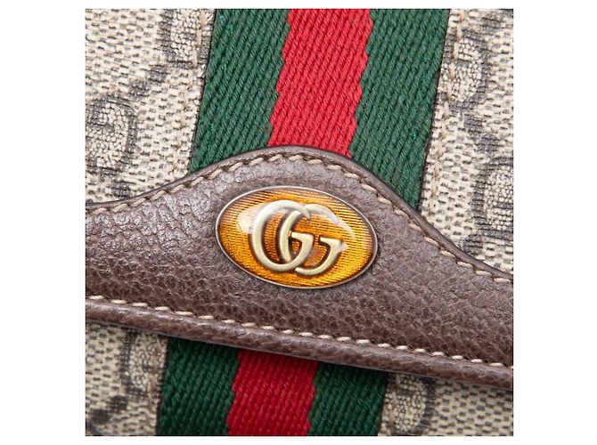 Borsa a tracolla Gucci GG Supreme Web Ophidia Wallet on Chain Beige - vista 5