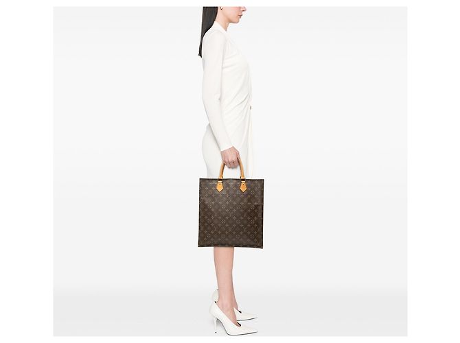 Borsa Tote Louis Vuitton Monogram Sac Plat Marrone - vista 8
