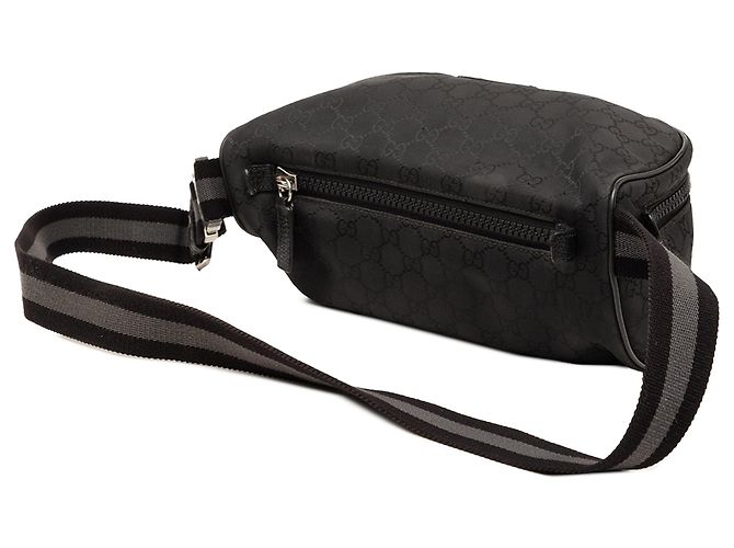 Borsetta cintura Gucci GG in nylon nero con banda Web - vista 2