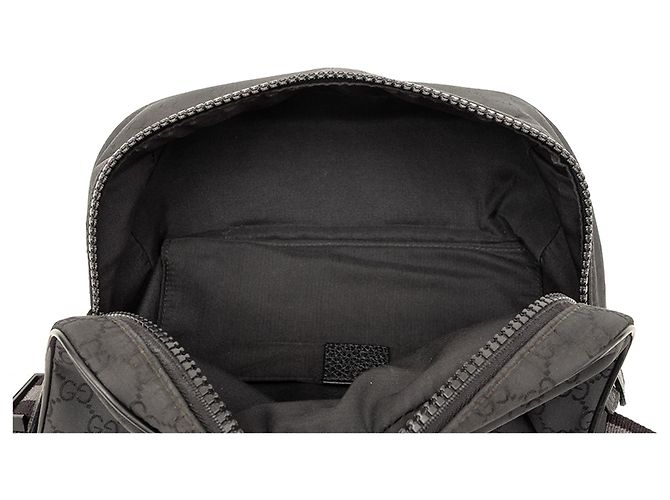 Borsetta cintura Gucci GG in nylon nero con banda Web - vista 4
