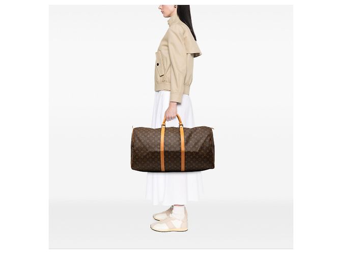 Borsa da viaggio Louis Vuitton Monogram Keepall 60 Marrone - vista 7