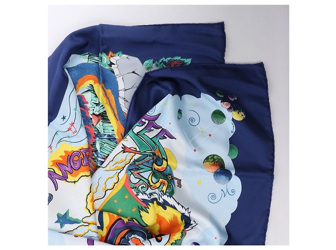 Hermès Carré 90 "THE ALFEE AUBE" Seidentuch in Navy Blue Marineblau - Ansicht 2