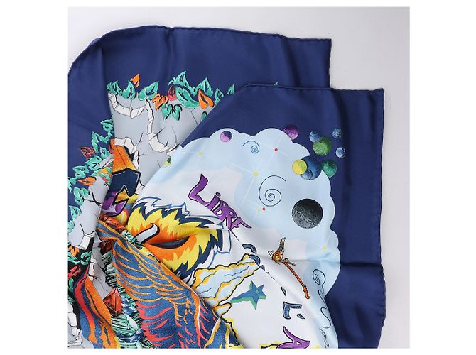 Hermès Carré 90 "THE ALFEE AUBE" Seidentuch in Navy Blue Marineblau - Ansicht 3