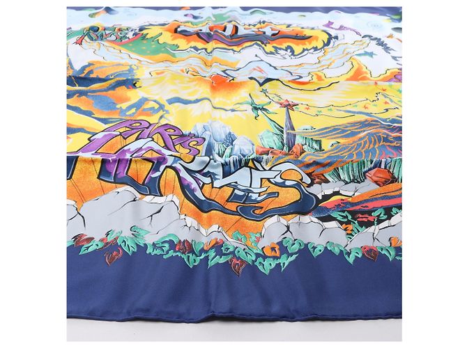 Hermès Carré 90 "THE ALFEE AUBE" Seidentuch in Navy Blue Marineblau - Ansicht 4