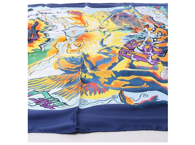 Hermès Carré 90 "THE ALFEE AUBE" Seidentuch in Navy Blue Marineblau - Ansicht 7
