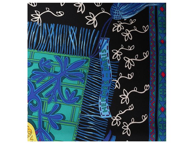 Hermès Carré 90 "CAVALIERS DU CAUCAS" Seidentuch in Blau - Ansicht 8