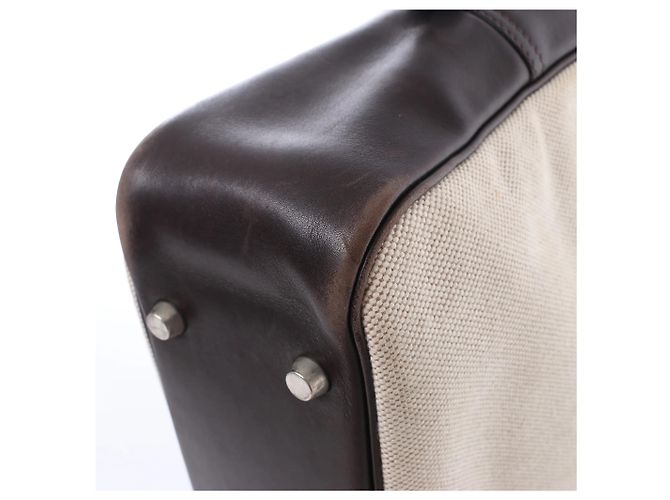 Hermès HERMES Plume Dog 38 Toile H & Leather in Beige×Brown F: 2002 - vista 12