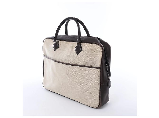 Hermès HERMES Plume Dog 38 Toile H & Leather in Beige×Brown F: 2002 - vista 2