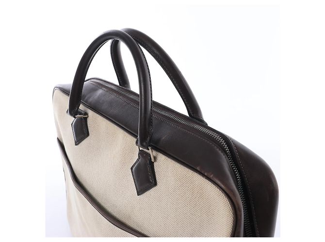 Hermès HERMES Plume Dog 38 Toile H & Leather in Beige×Brown F: 2002 - vista 3