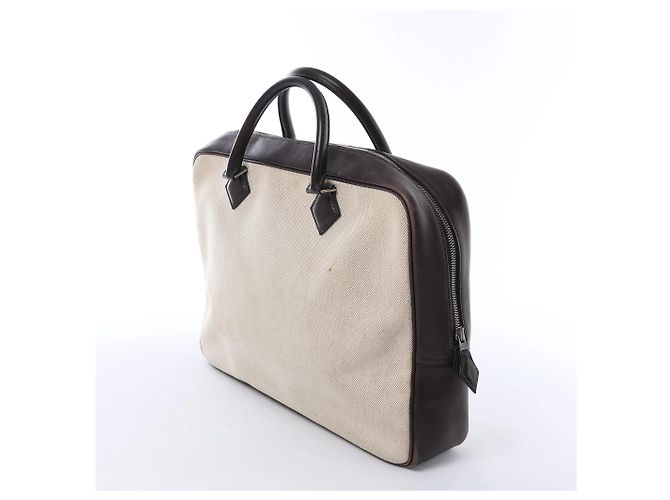 Hermès HERMES Plume Dog 38 Toile H & Leather in Beige×Brown F: 2002 - vista 5