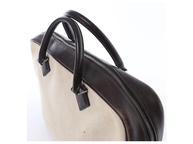 Hermès HERMES Plume Dog 38 Toile H & Leather in Beige×Brown F: 2002 - vista 6