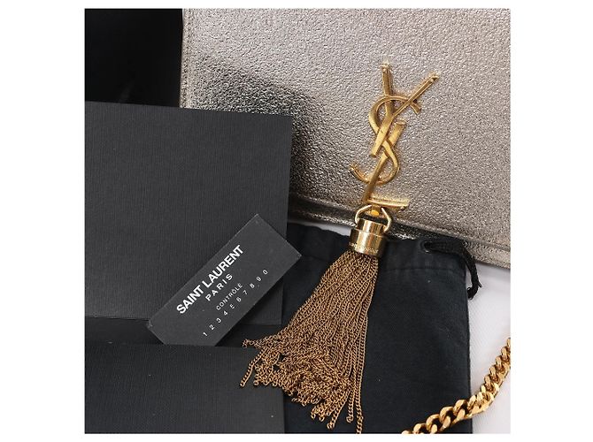 Autre Marque Borsa a tracolla Saint Laurent Paris Kate Small Tassel in glitter argento Nero - vista 15