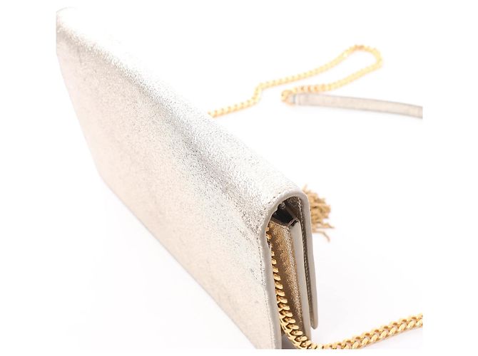 Autre Marque Borsa a tracolla Saint Laurent Paris Kate Small Tassel in glitter argento Nero - vista 5
