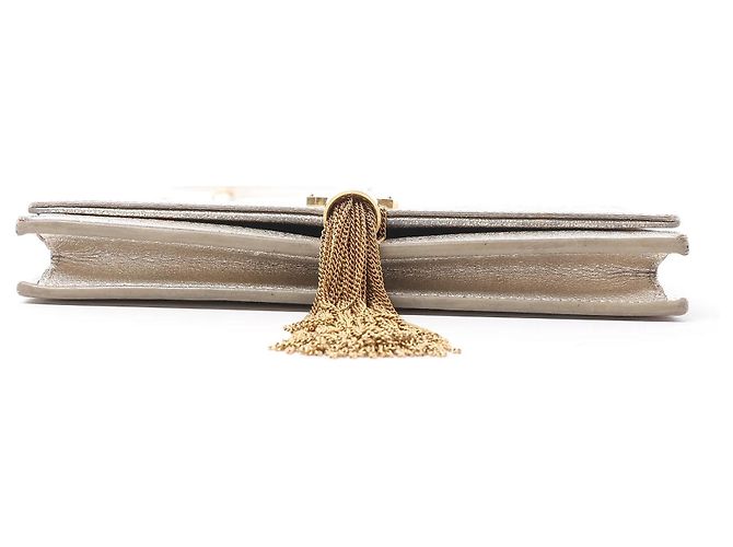 Autre Marque Borsa a tracolla Saint Laurent Paris Kate Small Tassel in glitter argento Nero - vista 7