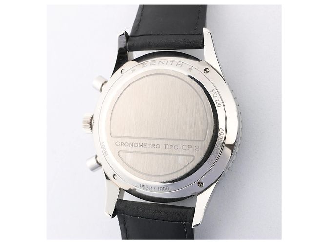 Zénith Zenith Chronometro TIPO CP-2 03.2240.4069 SS x Leather AT Watch with Black Dial Navy blue - view 15
