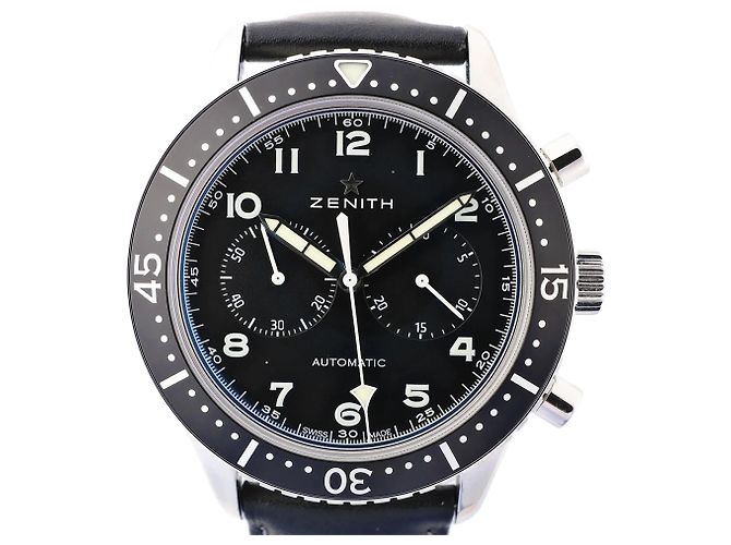 Zénith Zenith Chronometro TIPO CP-2 03.2240.4069 SS x Leather AT Watch with Black Dial Navy blue - view 2