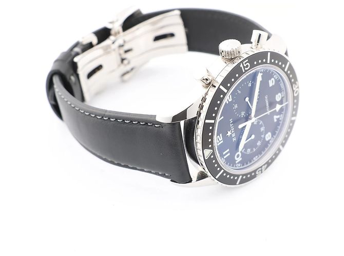 Zénith Zenith Chronometro TIPO CP-2 03.2240.4069 SS x Leather AT Watch with Black Dial Navy blue - view 6