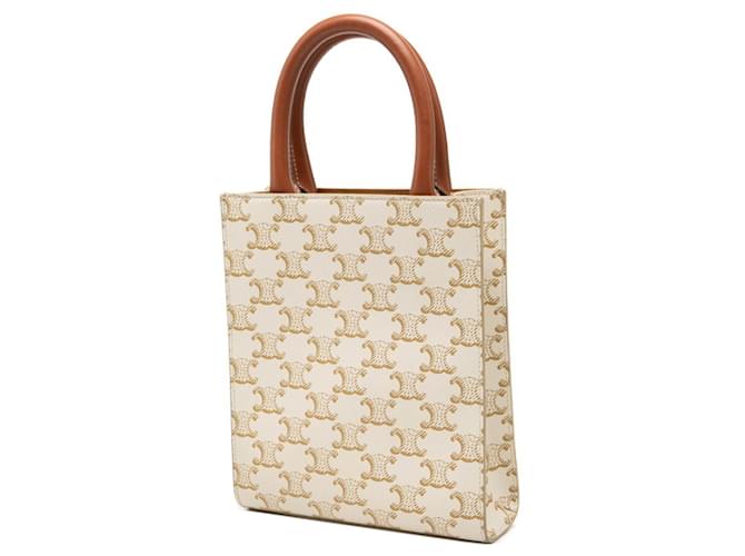 Céline Borsa Celine Triomphe Vertical Cabas Mini Marrone Bianco - vista 2