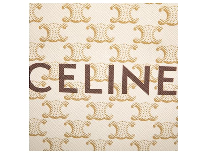 Céline Borsa Celine Triomphe Vertical Cabas Mini Marrone Bianco - vista 4