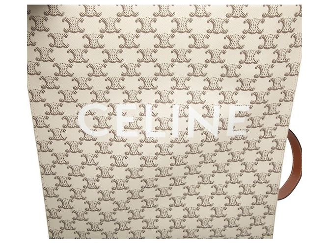 Céline Celine Triomphe Vertical Cabas Medium Handtasche Braun Roh - Ansicht 4