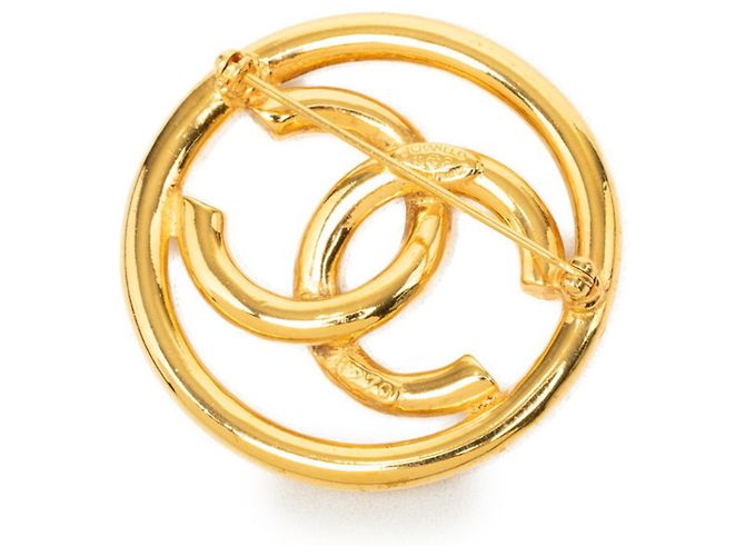 Spilla vintage Chanel Coco Mark placcata oro D'oro - vista 2