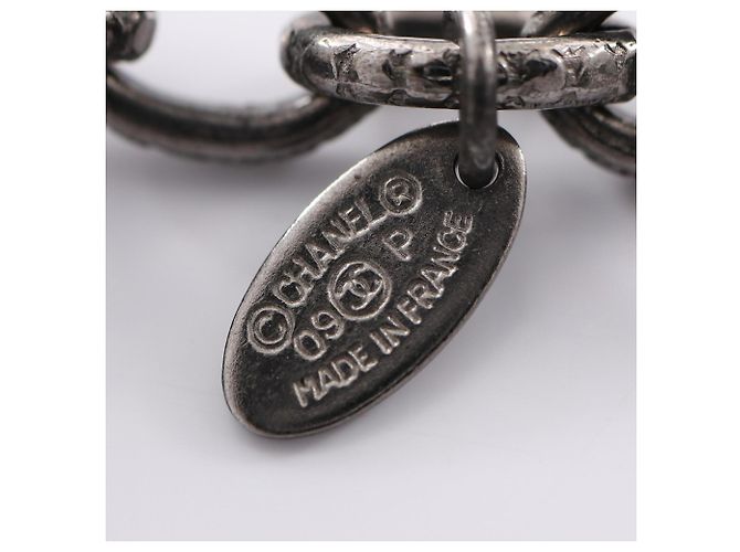 Collana Chanel Coco Mark a 10 fili Nero Argento - vista 4