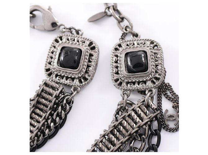 Collana Chanel Coco Mark a 10 fili Nero Argento - vista 7